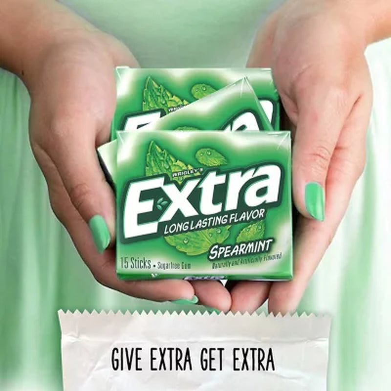Extra Spearmint Sugar Free Chewing Gum Bulk Pack 15 Pcs., 10 Pk.