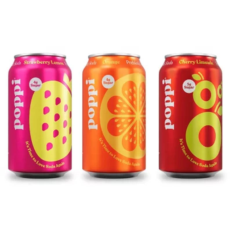 Poppi Prebiotic Soda Fruit Variety Pack 12 Fl. Oz., 15 Pk.