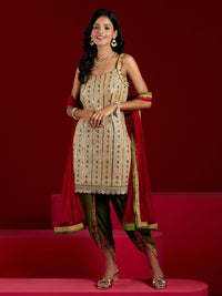 Libas Art Multicoloured Embroidered Georgette Straight Suit with Dupatta