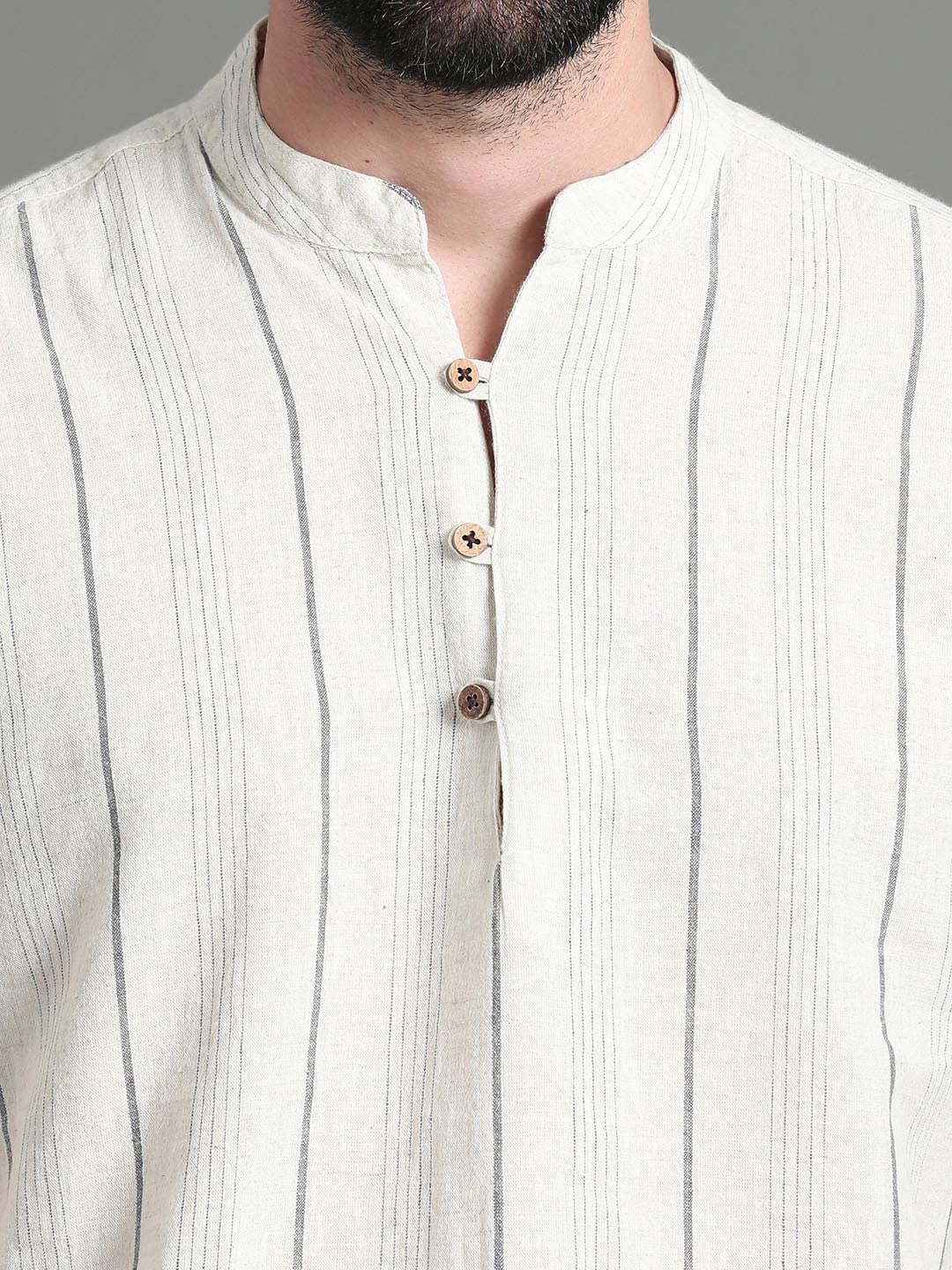 HERE&amp;NOW Striped Cotton Short Kurta