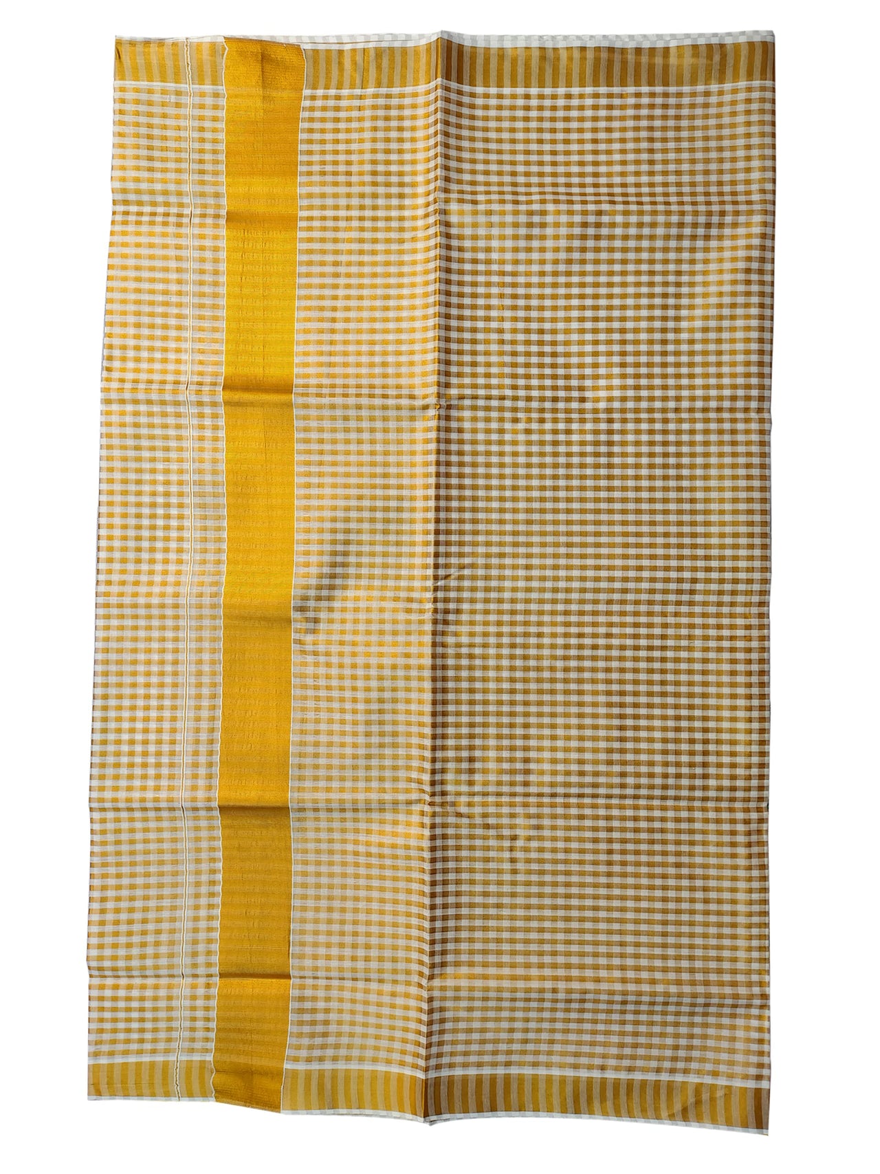 YETTALAN® Women's  Cotton Saree Kerala Traditional Kasavu Saree with Running Blouse (Small Checked)