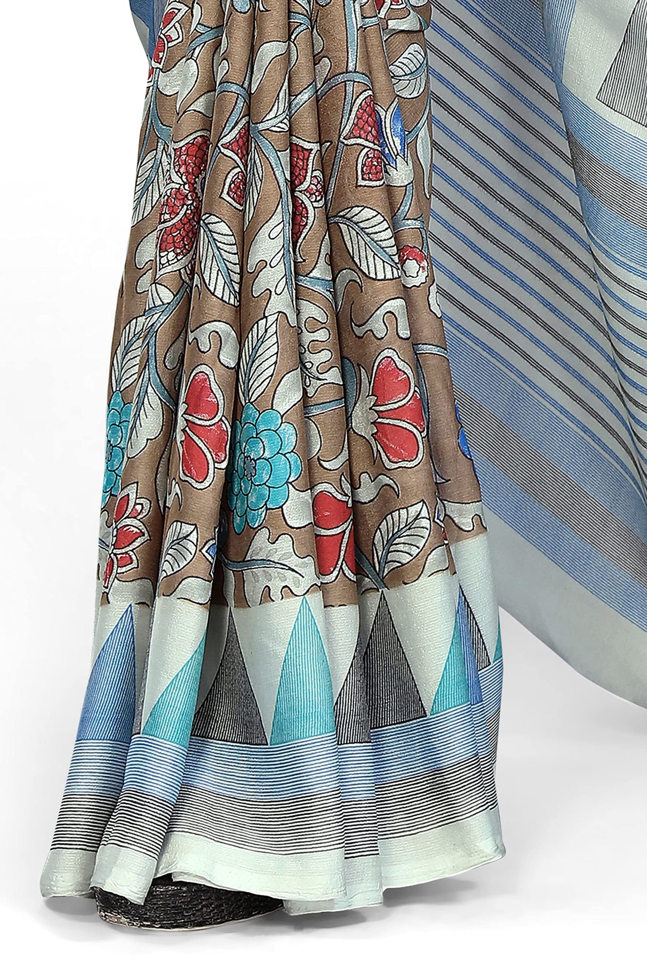 MIRCHI FASHION Women's  Stylish Chiffon Floral and Geometric Printed Saree with Blouse Piece