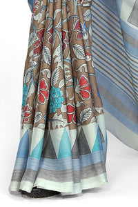 MIRCHI FASHION Women's  Stylish Chiffon Floral and Geometric Printed Saree with Blouse Piece