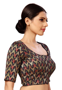 X3 Women's  Viscose Elbow Length Sleeves Soft Brocade Padded Saree Blouse