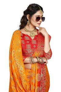 iZibra Women's  Kanchipuram Silk Sarees With Blouse Piece