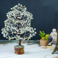 Green Jade Crystal Tree of Life - Chakra Tree for Positive Energy, Gemstone Tree, Feng Shui Tree Decor - Money Tree Bonsai - Healing Crystal Tree - Meditation Accessories, Spiritual Gift - Gem Tree Green Jade (Silver Wire)