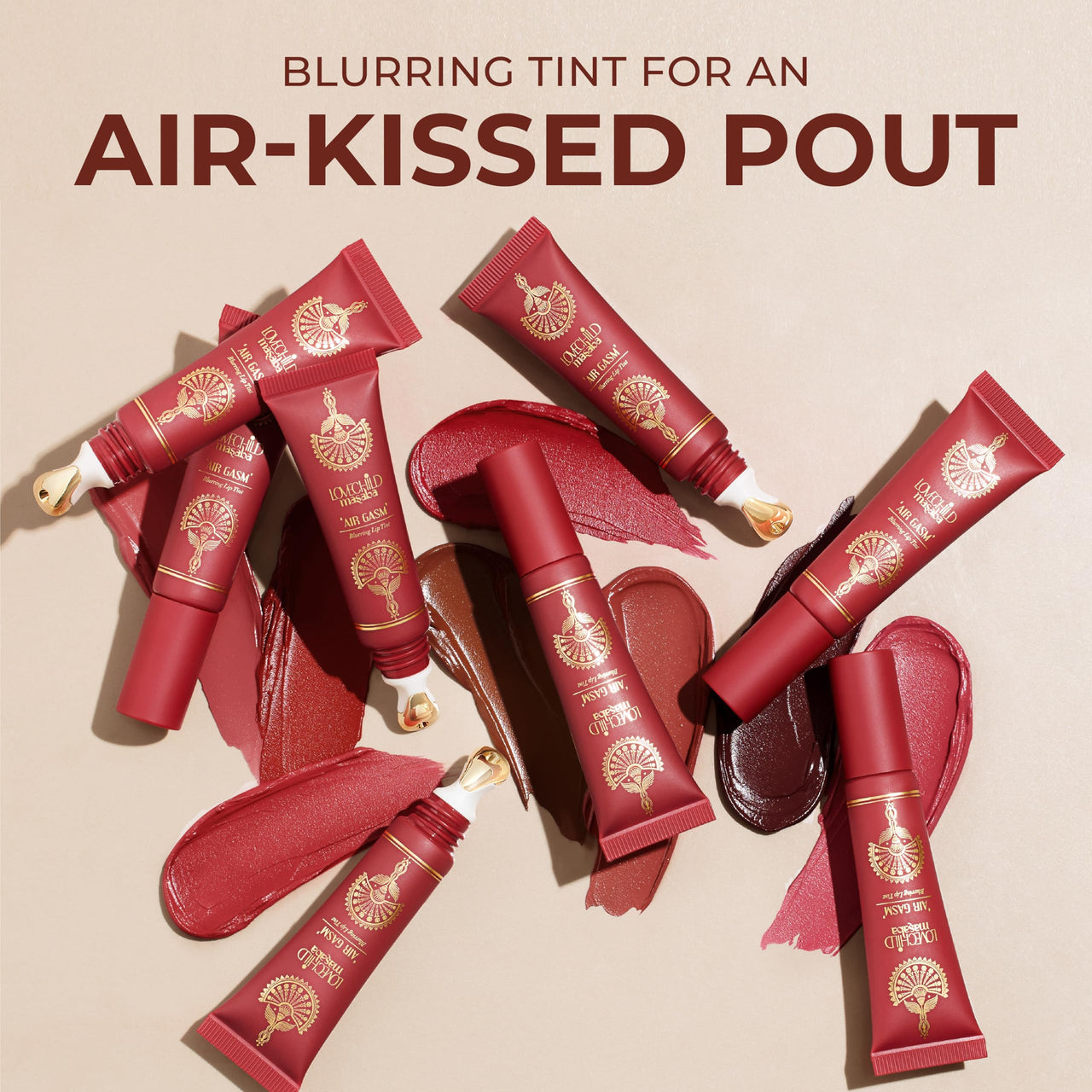 LoveChild Masaba Blurring Lip Tint, Coco Drizzle (Caramel Brown), Lightweight, Velvety Matte Finish, Hydrating Lip Color with Hyaluronic Acid, Squalane & Shea Butter, For All Indian Skin Tones, 8ml