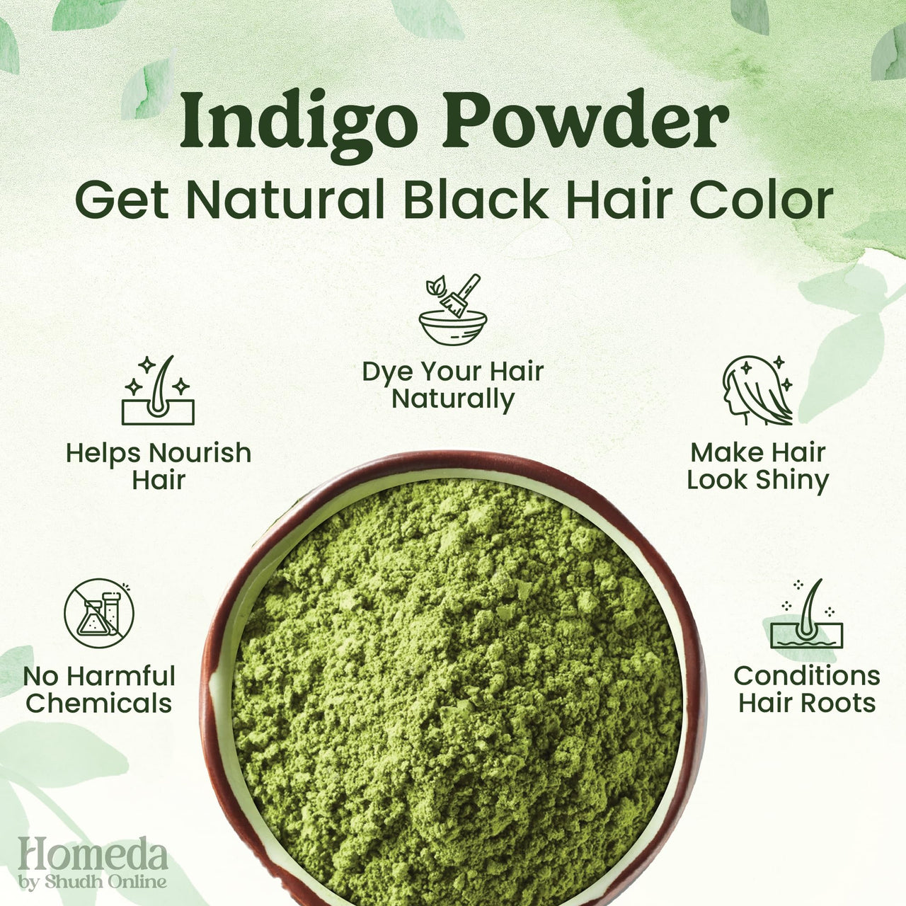 Shudh Online Indigo Powder Organic for Hair Black Colour (200 Grams), Natural Avuri Leaf Powder, Neela Amari, Neel Patti, Neela, Neelamari, Neelayamari, Indico. for face