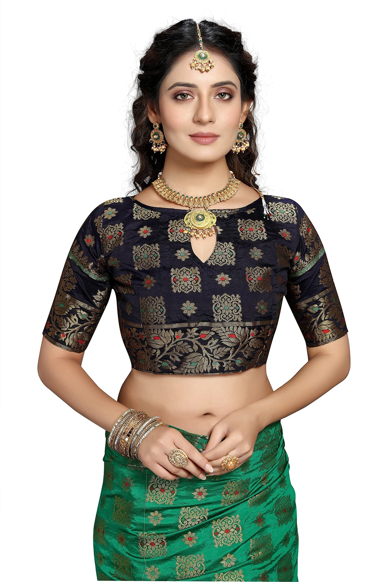 iZibra Women's  Kanchipuram Silk Sarees With Blouse Piece