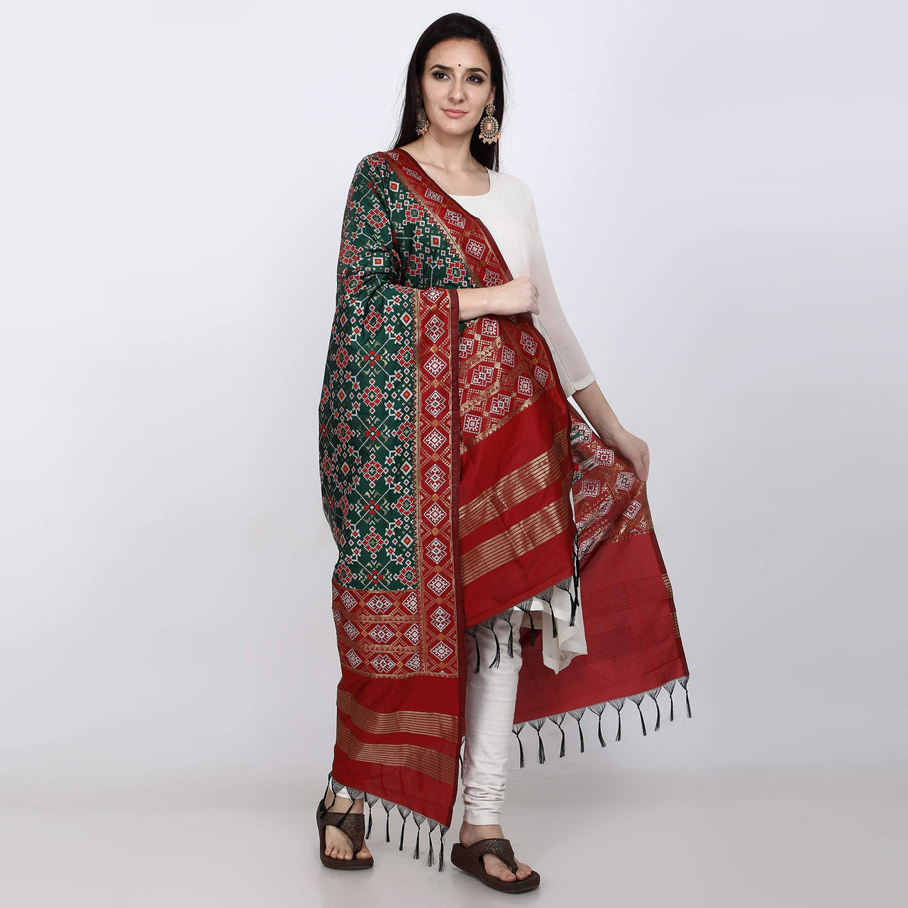 KAPAAHA Women's  Woven Design Silk Blend Dupatta Free Size
