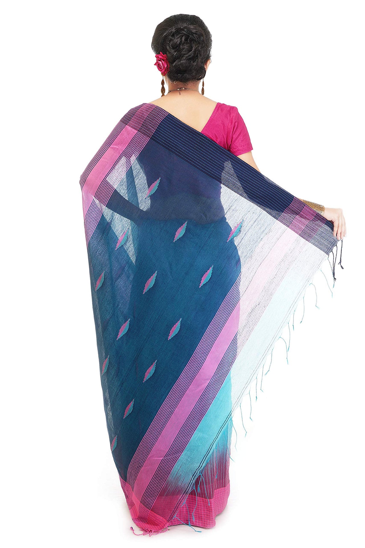 WoodenTant Women’s Ikkat Cotton Silk Saree