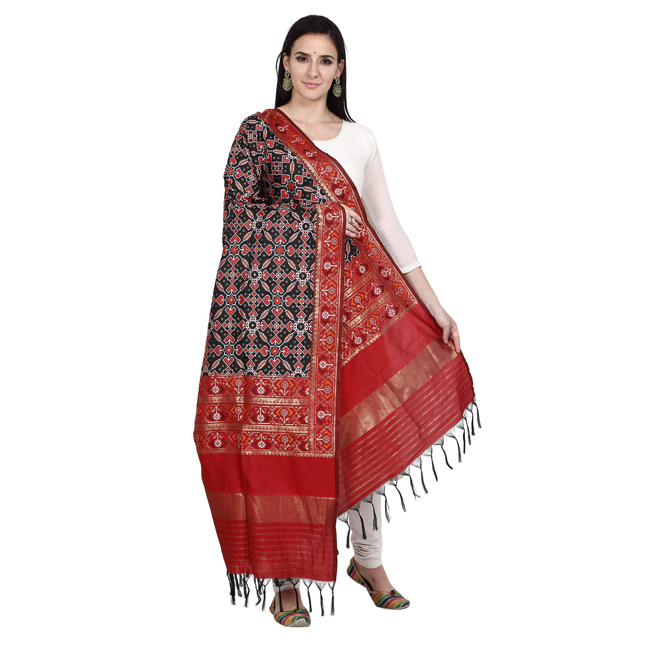 KAPAAHA Women's  Woven Silk Blend Patola Dupatta/Chunni