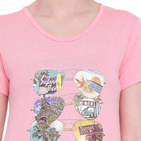 In Love Ladies Long Knee Length Chest Printed Side Slits Tshirts