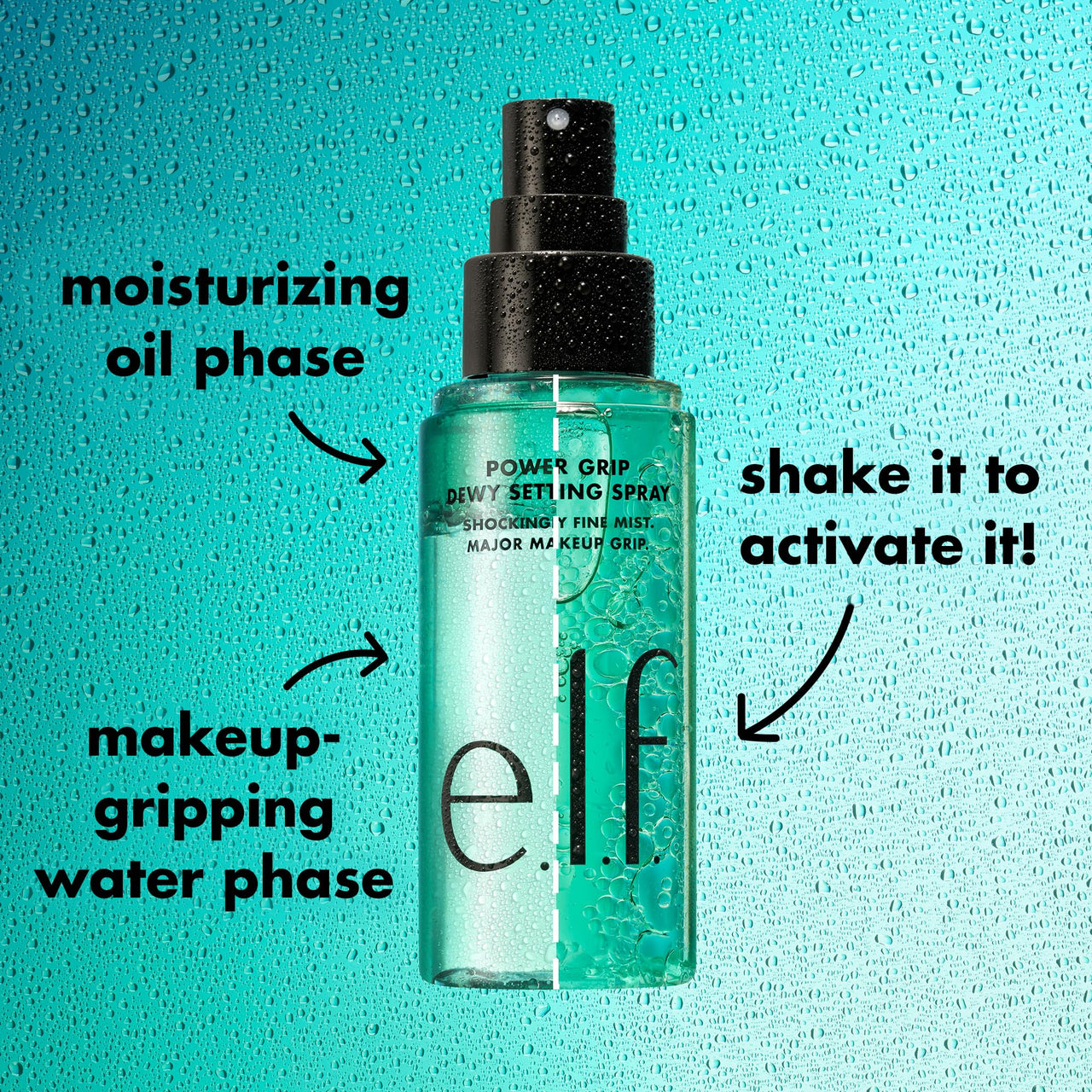 e.l.f. Power Grip Dewy Setting Spray,Ultra Fine Mist Made With Hyaluronic Acid,Grips Makeup For A Hydrated,Dewy Finish,Vegan & Cruelty-Free,1