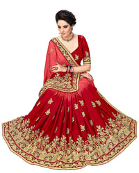 PANASH TRENDS Women's  Barfi Silk Heavy Embroidery Work Saree