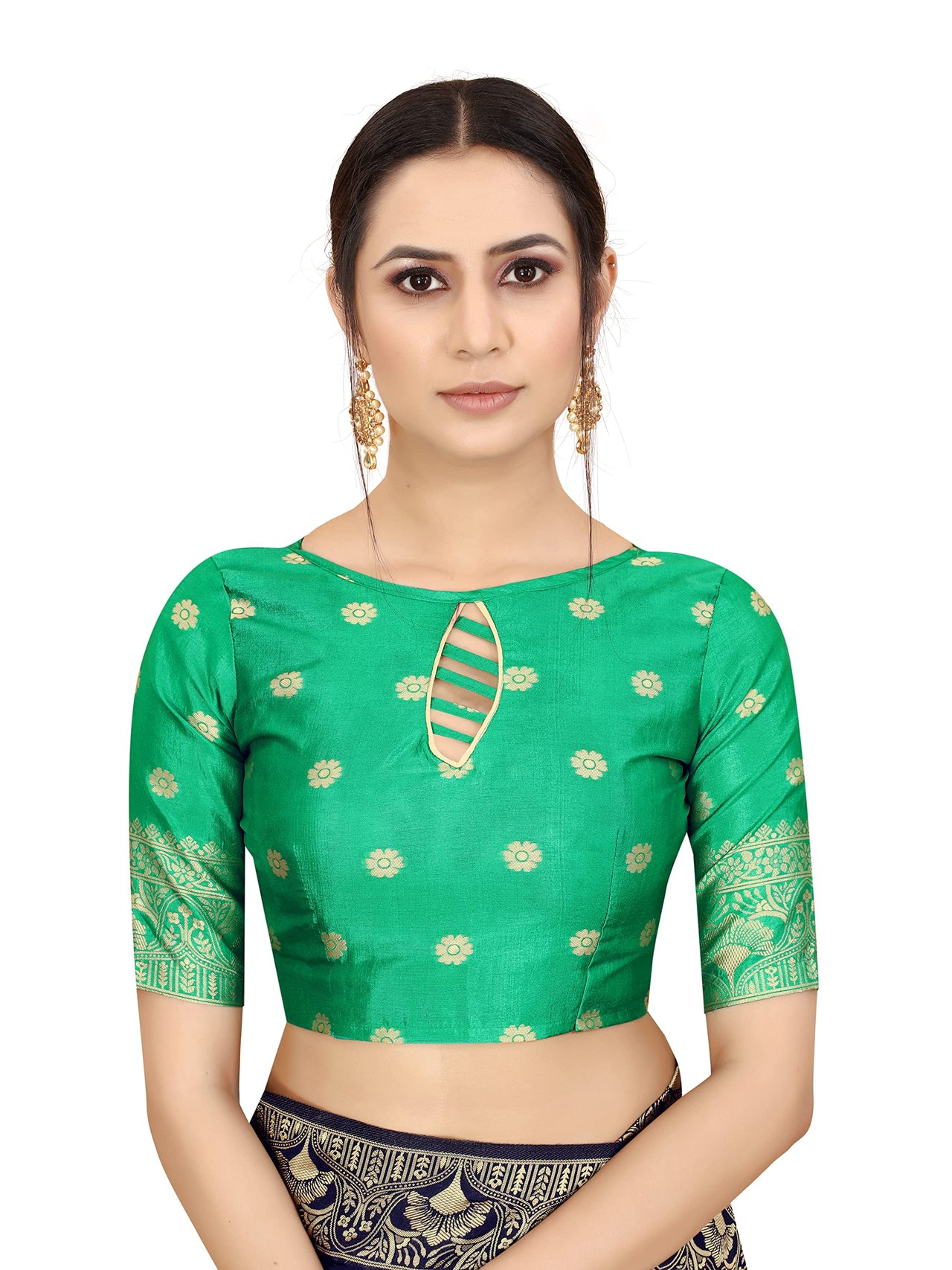 SATYAM WEAVES Women's  Banarasi Cotton Silk Saree With Blouse Piece