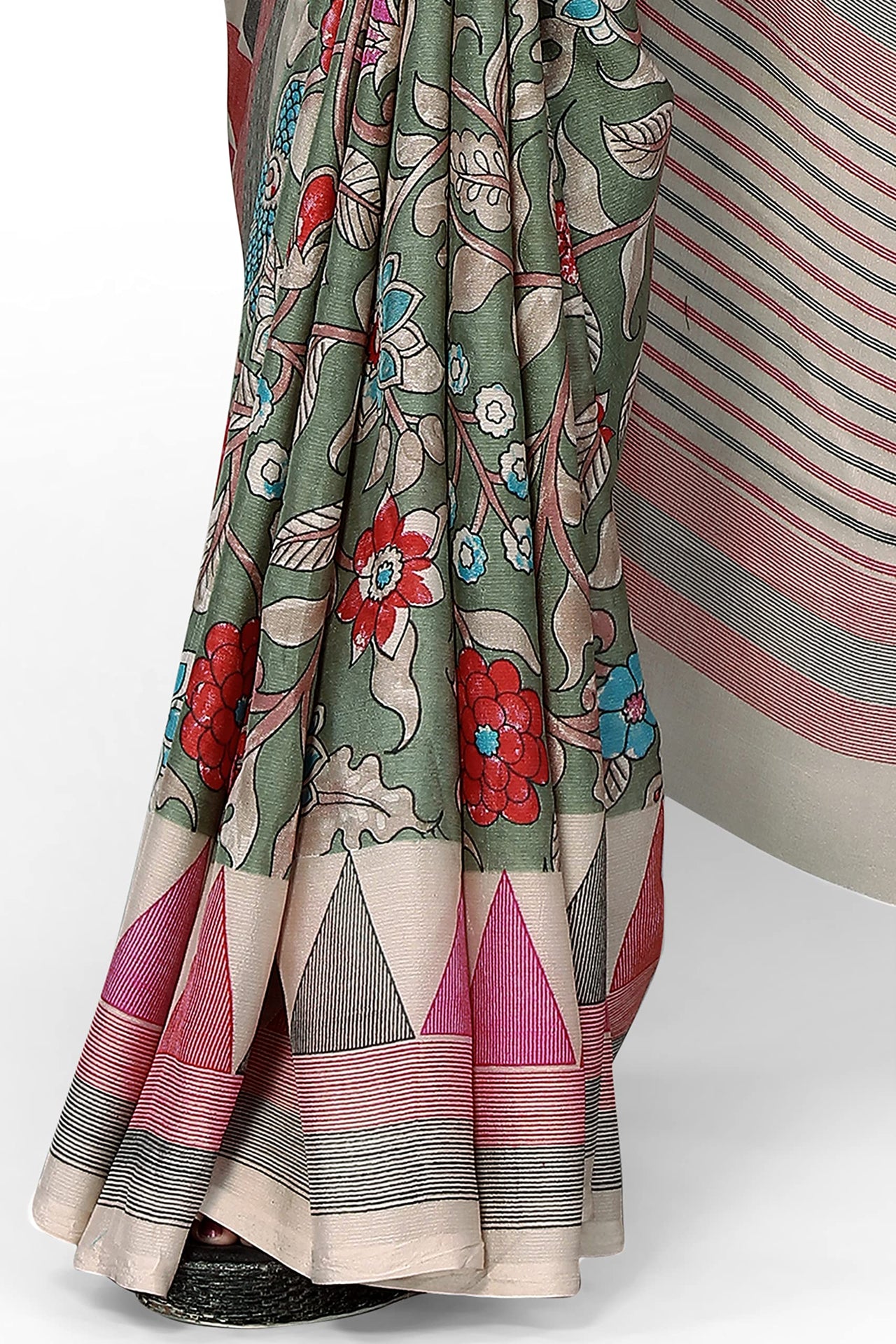 MIRCHI FASHION Women's  Stylish Chiffon Floral and Geometric Printed Saree with Blouse Piece