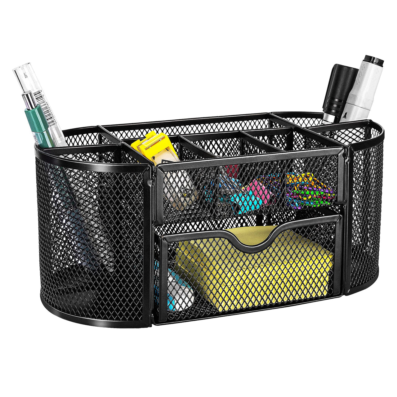 Basics Mesh Desk Office Organizer, Black, 9.25" x 4.53" x 3.94" Desk Organizer