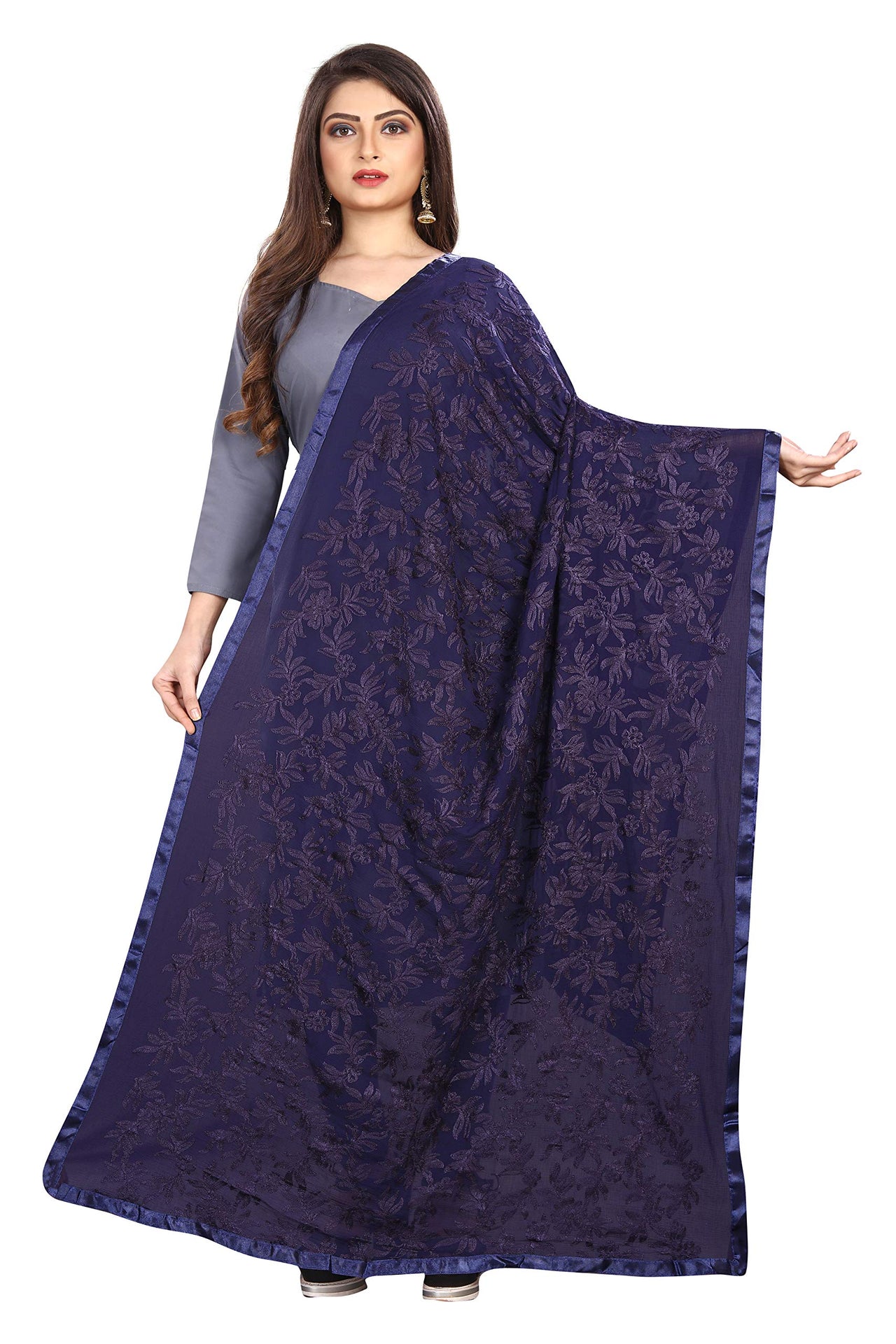 Akshar Llc Miss India Women's  Chiffon Dupatta With Goodembroidery Work