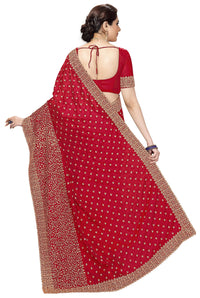 PANASH TRENDS Women's  Heavy Embroidered Silk Saree Women