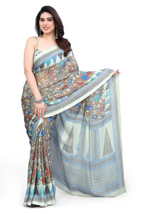 MIRCHI FASHION Women's  Stylish Chiffon Floral and Geometric Printed Saree with Blouse Piece