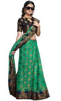 iZibra Women's  Kanchipuram Silk Sarees With Blouse Piece