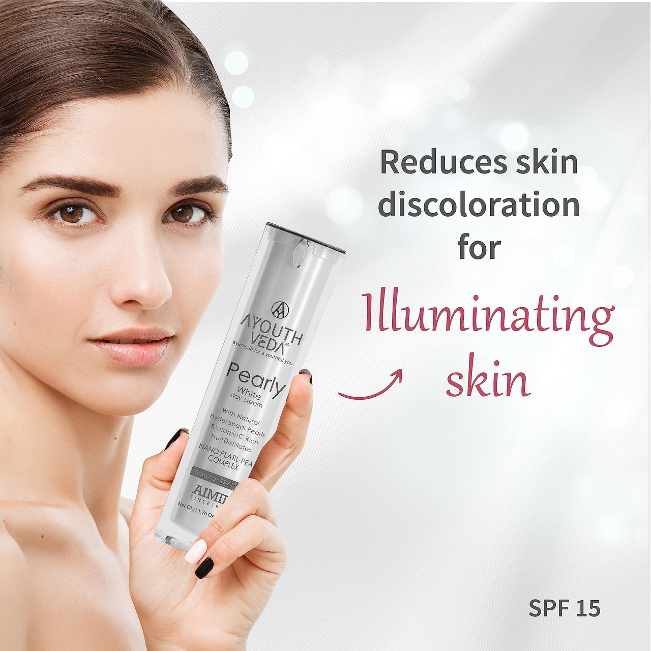 Ayouthveda Pearly White Day Cream With Natural SPF 15 | Nourishes Skin With Pearl, Pea- Extract & Milk Cream | For A Pearly Lusture, Hydrate & Radiant Skin | Suits Normal & Oily Skin (Pack Of 1-50Gm)