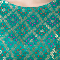 X3 Women's  Brocade Zari Weaving Elbow Length Sleeves Saree Blouse