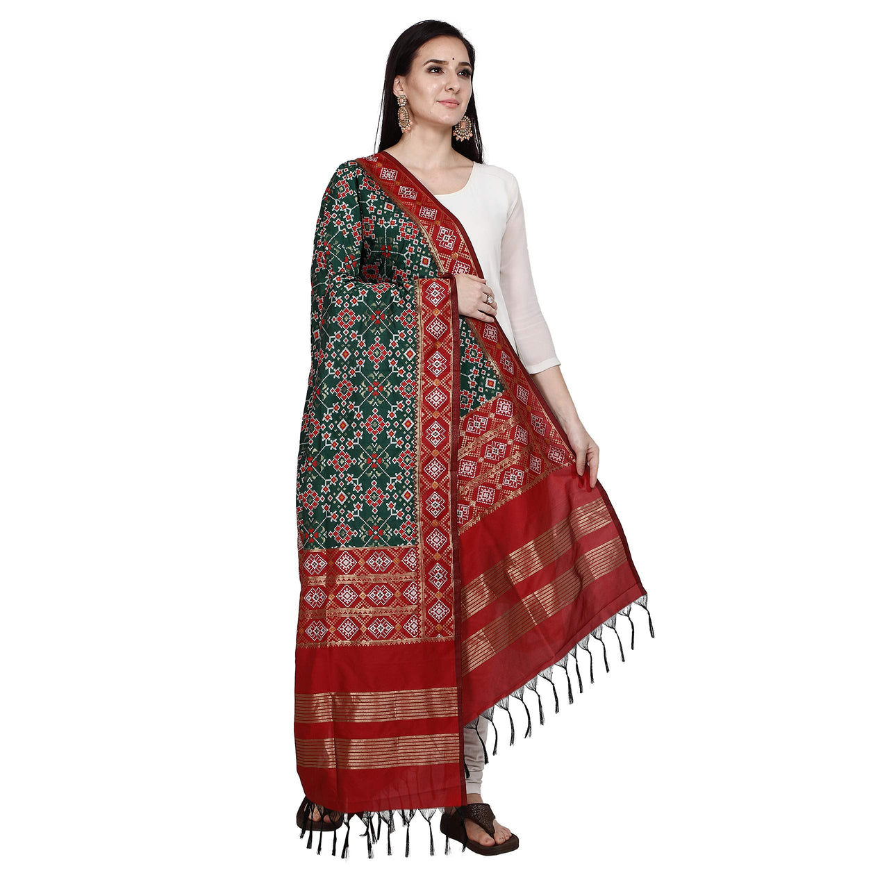 KAPAAHA Women's  Woven Design Silk Blend Dupatta Free Size