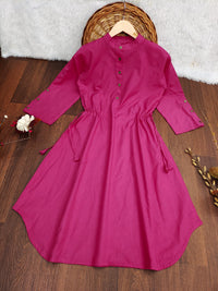 DHRUVI TRENDZ Kurti for Women || Soft Cotton Plain Long Straight Kurtis for Girls || Stitched Collar Kurta || Ideal for Office || Casual || Collage || Festival Wear Kurtis for Ladies