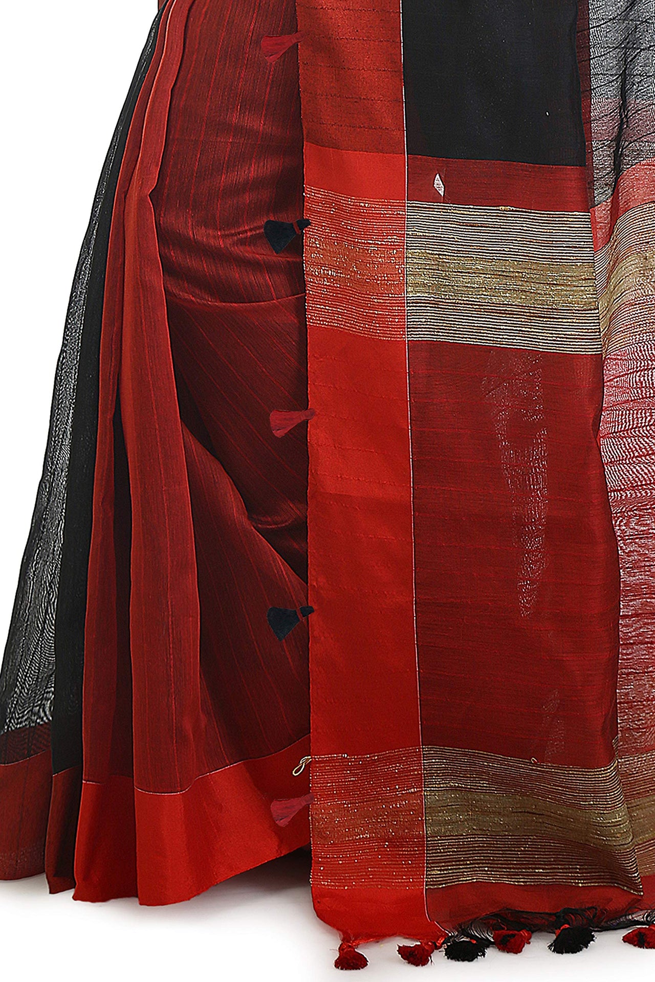 BENGAL HANDLOOM Women's  Art Silk Cotton Stripe Saree With Blouse Piece