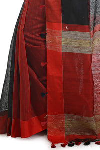 BENGAL HANDLOOM Women's  Art Silk Cotton Stripe Saree With Blouse Piece