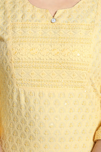 QUEEN SHIELD Women's  Knee Length Rayon Chikan-Kari KurtaKurti (QS_6631)