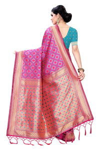 AKHILAM Women's  Banarasi silk woven Design Saree with Unstitched Blouse Piece(GNG220_QL_Parent)