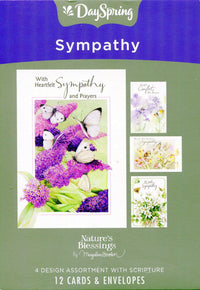 DaySpring - With Heartfelt Sympathy and Prayers - Nature's  Blessings By Marjolein Bastin - 4 Design Assortment with Scripture - 12 Boxed Cards & Envelopes (J3355)