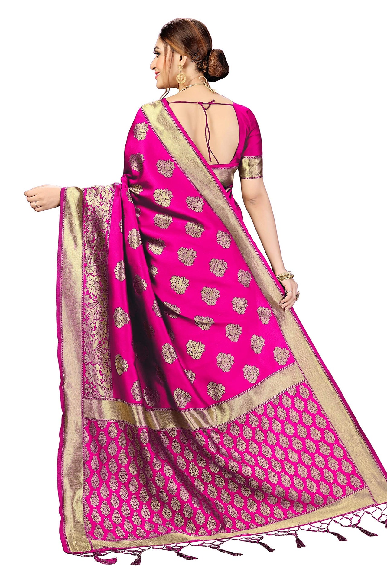 PANASH TRENDS Women's  Kanchipuram Banarasi Art Silk Saree with Blouse Piece