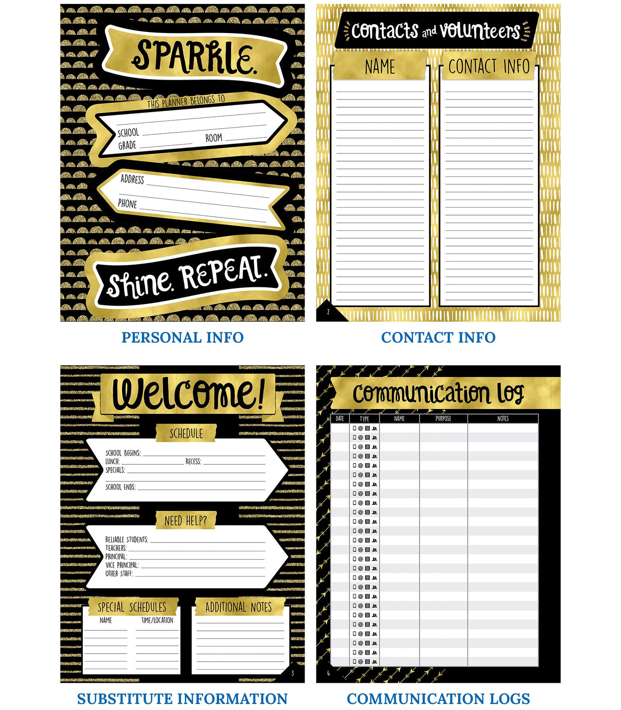 Carson Dellosa Sparkle and Shine Academic Teacher Planner—Undated Weekly/Monthly Plan Book, Lesson Planner and Record Organizer for Classroom or Homeschool (8.4" x 10.9)