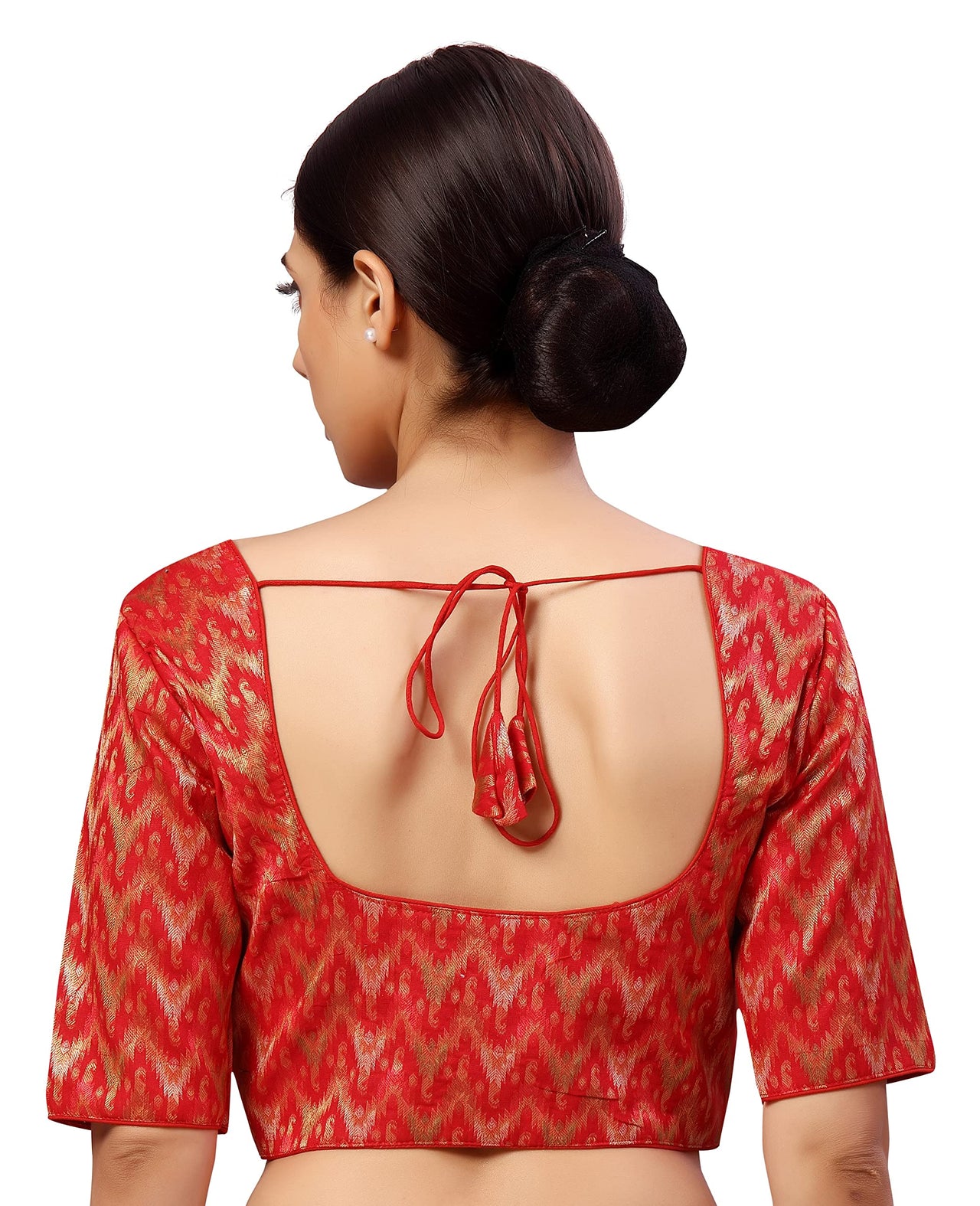 X3 Women's  Viscose Elbow Length Sleeves Soft Brocade Padded Saree Blouse