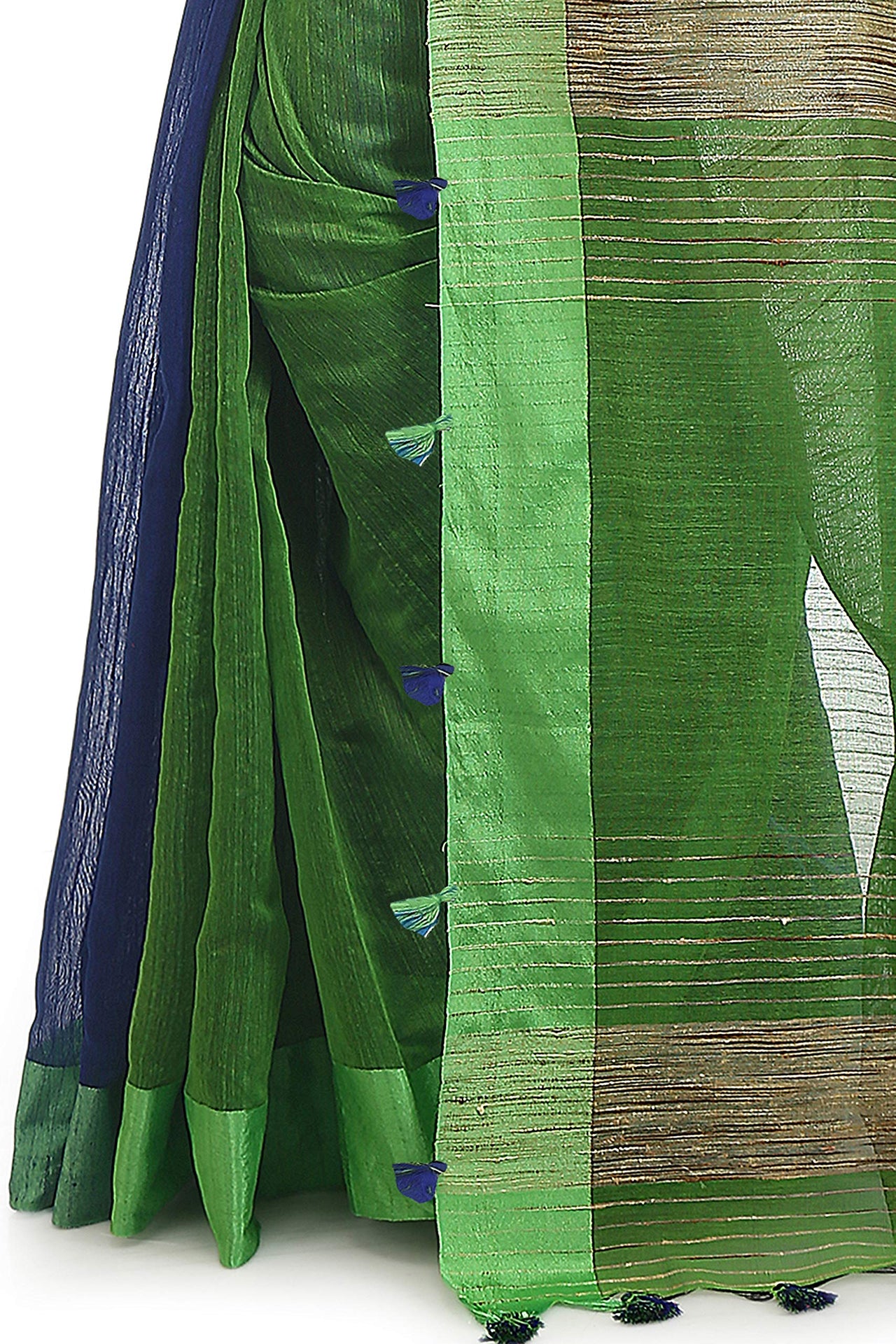BENGAL HANDLOOM Women's  Art Silk Cotton Stripe Saree With Blouse Piece