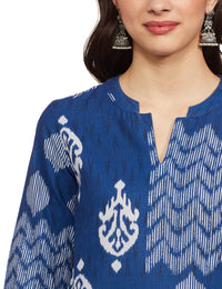 BIBA Printed Band Collar Straight Fit Womens Kurta