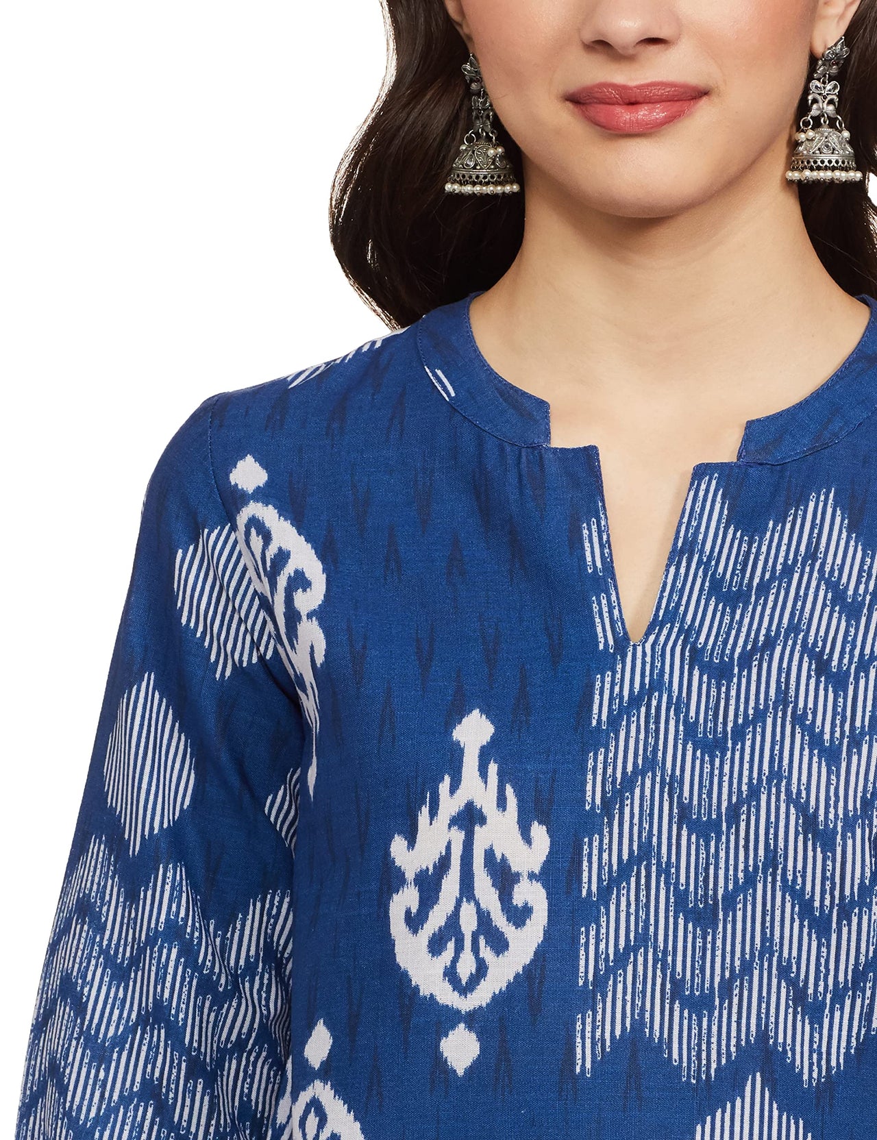 BIBA Printed Band Collar Straight Fit Womens Kurta