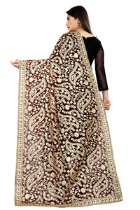 AKSHAR LLC Women's  Embroidered Chiffon Dupatta