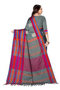 GRECIILOOKS Women's  Art Cotton Silk With Golden Border Printed Soft Silk Saree With Blouse Piece