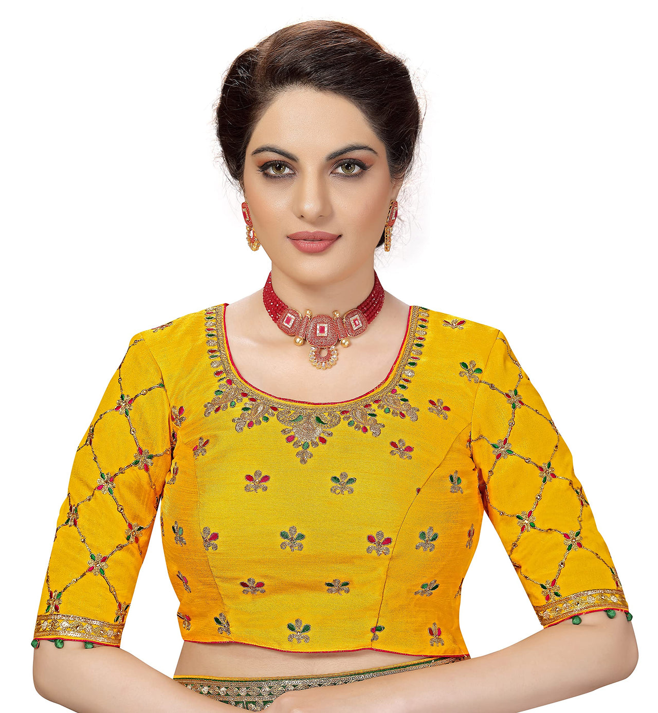 Nivah Fashion Women's  Satin Embroidery Saree with Heavy Work Blouse Piece