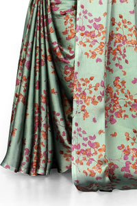 MIRCHI FASHION Women's  Stylish Chiffon Floral Printed Saree with Blouse Piece