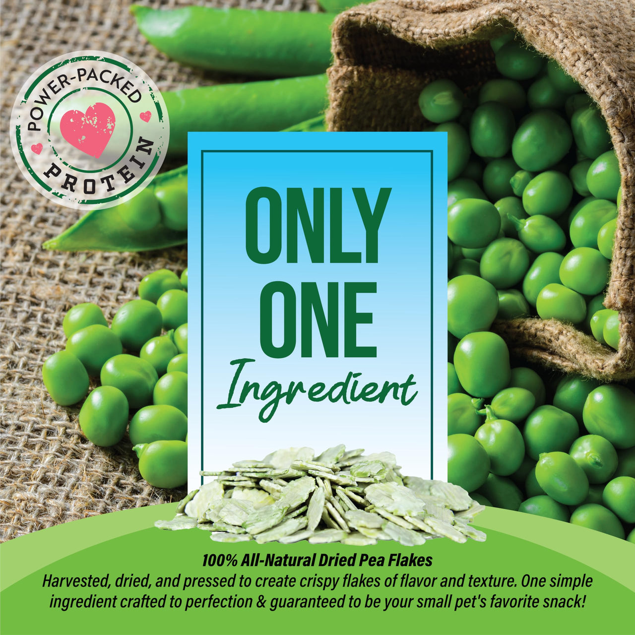 Small Pet Select- Pea Flakes, 8oz,green
