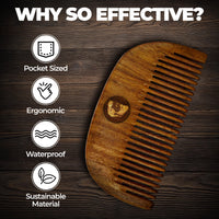 Beardo Compact Wooden Comb | Style your beard hassle-free | Pocket-size Elegant Comb for hair & Beard styling | Light Weight For Healthy & Stylish Beard