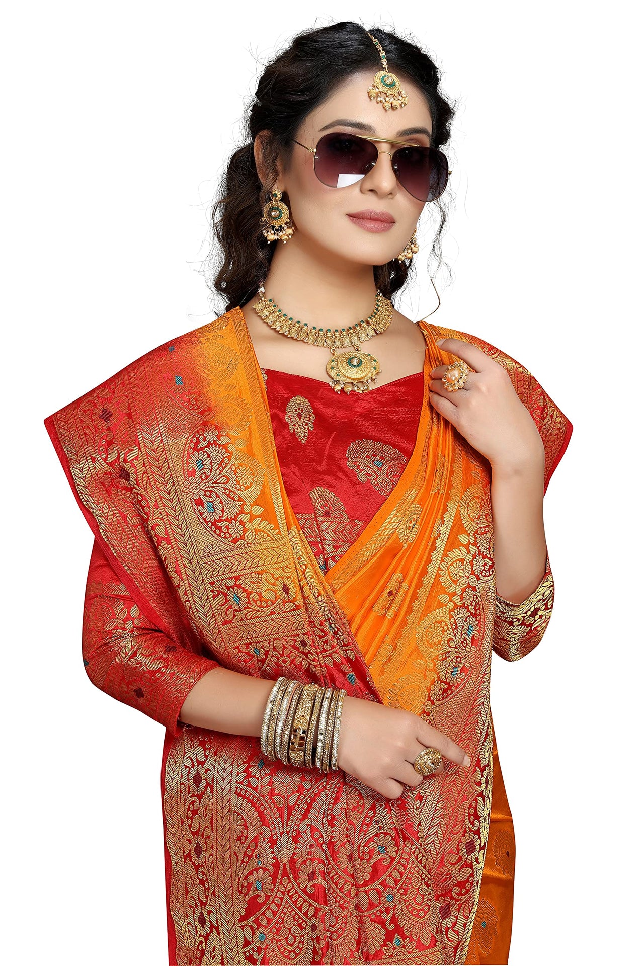 C J Enterprise Women's  Kanchipuam Pattu Pure Kanjivaram Silk Sarees For Wedding With Blouse Piece (perashooot paithani)