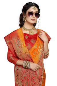 C J Enterprise Women's  Kanchipuam Pattu Pure Kanjivaram Silk Sarees For Wedding With Blouse Piece (perashooot paithani)