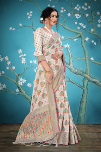 Divine International Trading Co Women's  Chanderi Saree With Blouse Piece